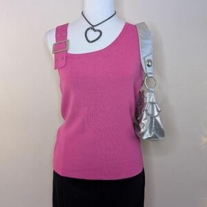 Pink Tank Top with Buckle Accent